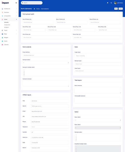 Dashboard Forms preview